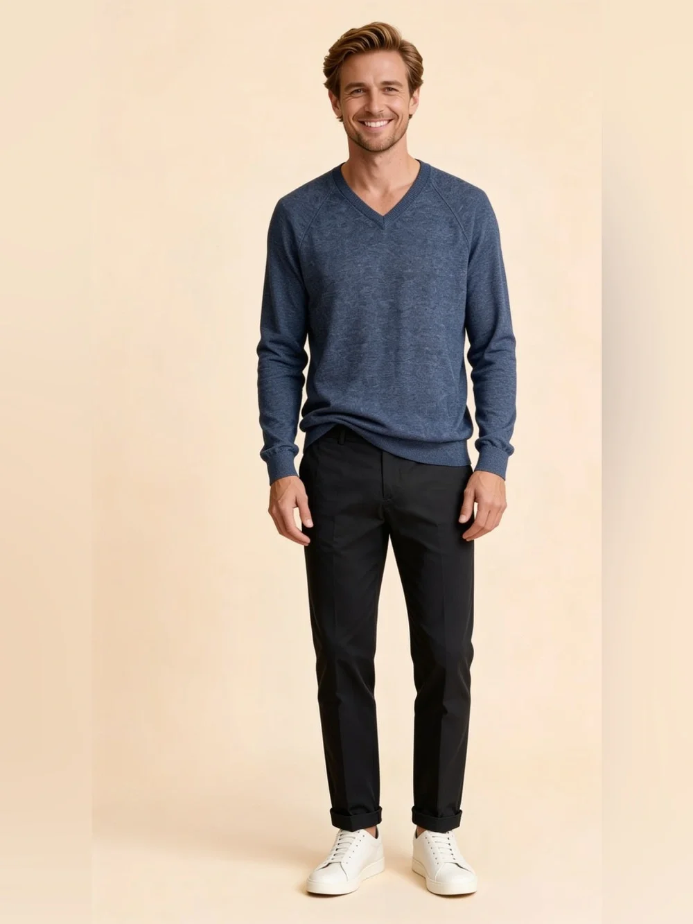 Banana Republic Men's V-Neck Sweater in Slate Blue